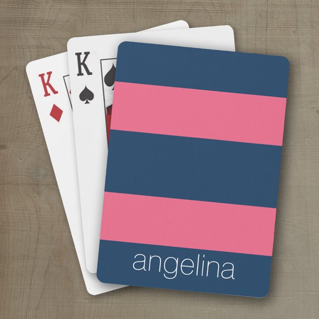 Shock rosa och marinens moderna rugby Rand med Nam Casinokort (Personalized playing cards)