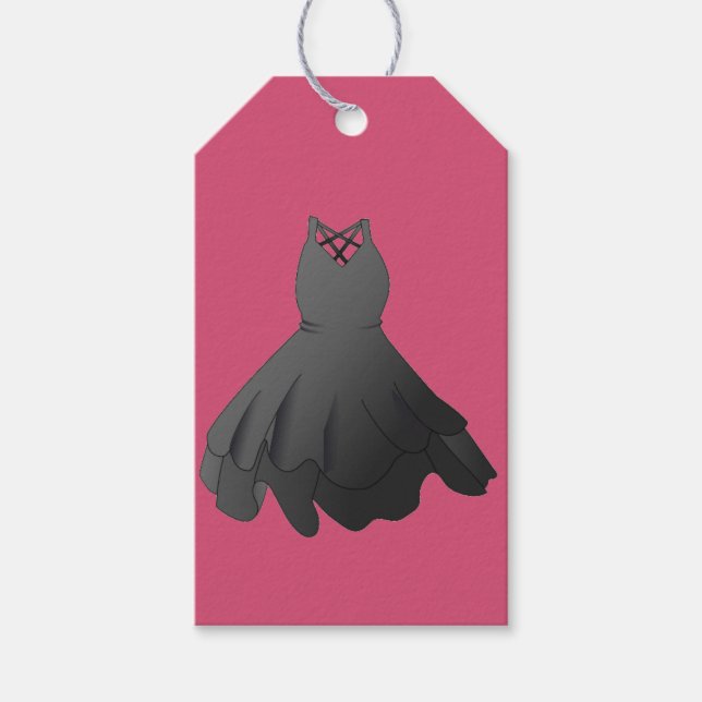 Shock rosa och Mode-Märkre med svart bländ Presentetikett (Framsidan)