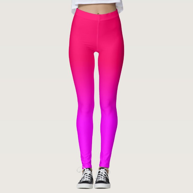 Shock rosa och neon rosa Ombre skuggar färg Leggings (Framsida)