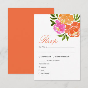Shock rosa och Orange Fall Blommigt Bröllop OSA Kort