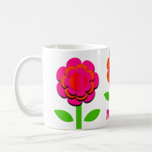 Shock rosa- och Orange Flowers Kaffemugg