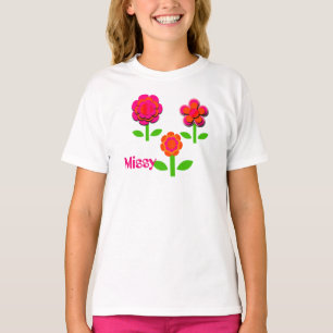 Shock rosa- och Orange Flowers T Shirt