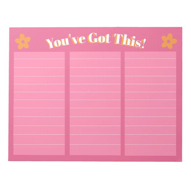 Shock rosa och Orange för Retro-Blommigt Anteckningsblock (Framsida)