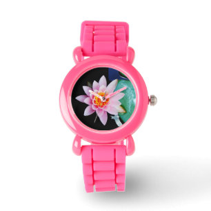 Shock rosa och orange Lotus vatten lily-blomma Armbandsur