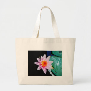 Shock rosa och orange Lotus vatten lily-blomma Jumbo Tygkasse