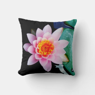 Shock rosa och orange Lotus vatten lily-blomma Kudde