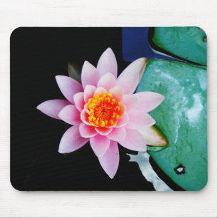Shock rosa och orange Lotus vatten lily-blomma Musmatta