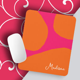 Shock rosa och Orange med Namn Musmatta