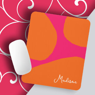 Shock rosa och Orange med Namn Musmatta