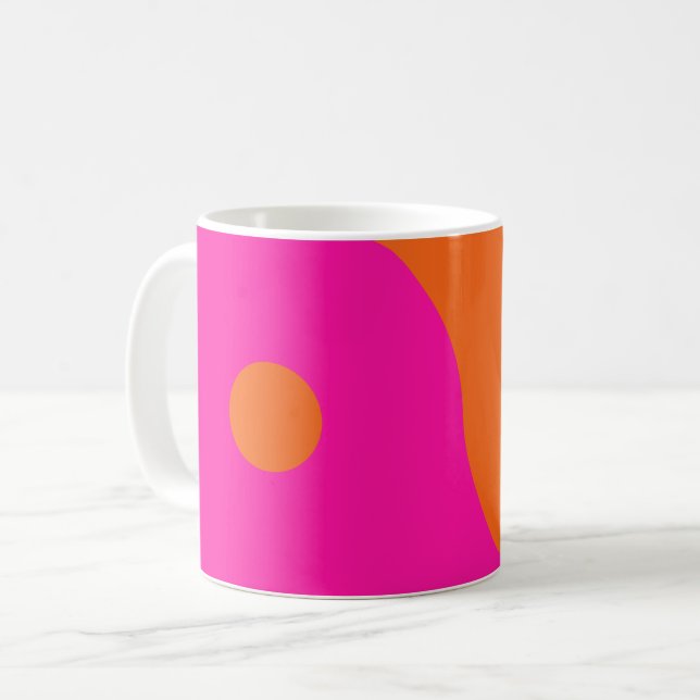 Shock rosa och Orange Yin Yang Kaffemugg (Framsida vänster)