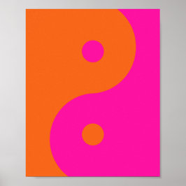 Shock rosa och Orange Yin Yang Poster