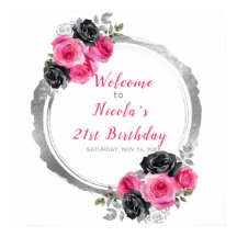 Shock rosa och Silver Elegant Flower Födelsedagsfe