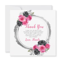 Shock rosa och Silver Elegant Flowers Birthday