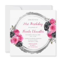 Shock rosa och Silver Elegant Flowers Födelsedagsf