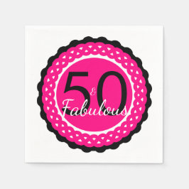 Shock rosa och svart 50 & Fabulous-Födelsedagsfest Pappersservett