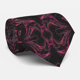 Shock rosa och svart Abstrakt Fractal Necktie Slips