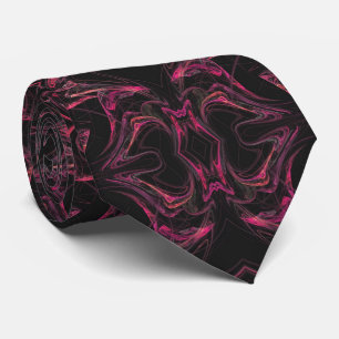 shock rosa och svart Abstrakt Fractal Necktie Slips