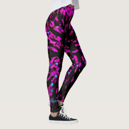Shock rosa och svart Abstrakt, Personlig Namn Leggings
