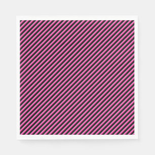 Shock rosa och svart diagonalt, kantad pappersservett