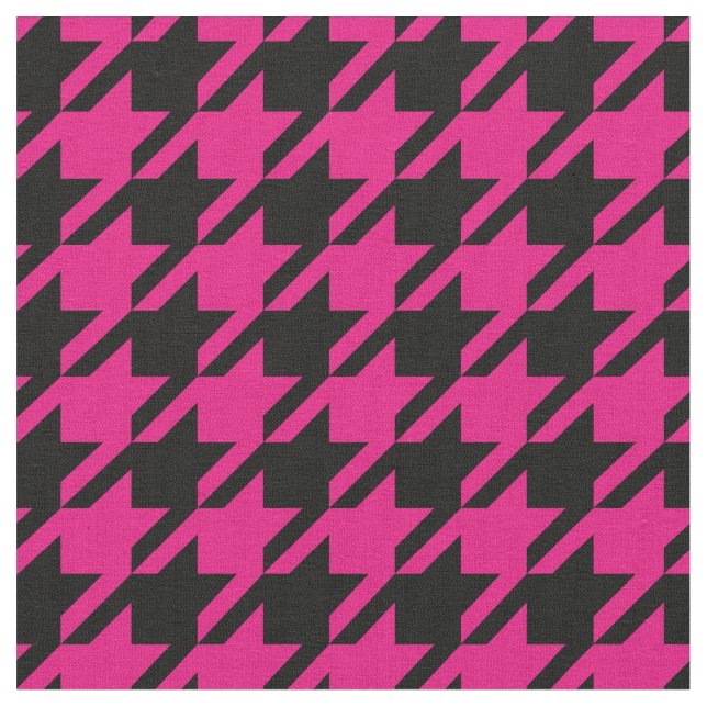 Shock rosa och svart Houndstooth tyg (Närbild)