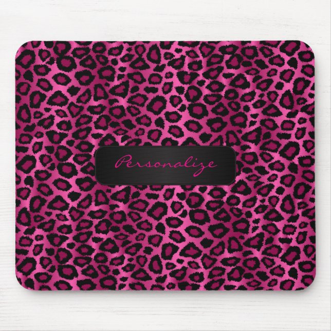 Shock rosa och svart Ikat Leopard Skriv ut Musmatta (Framsidan)
