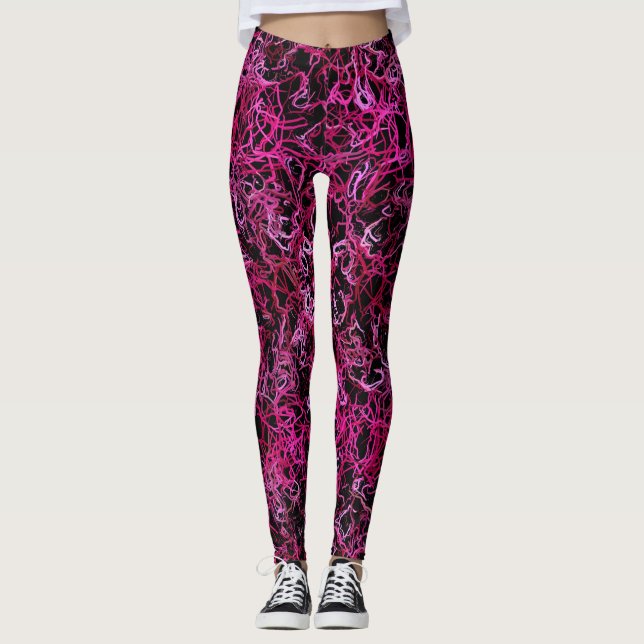 Shock rosa och svart leggings (Framsida)
