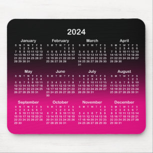 Shock rosa och svart övertoning 2024-kalender musmatta