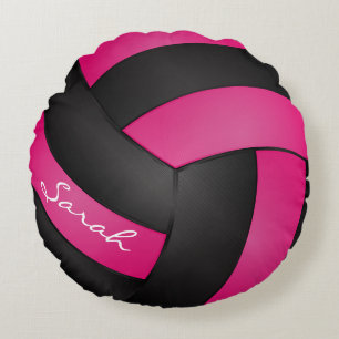 shock rosa och svart volleyboll DIY Namn Idrot Rund Kudde