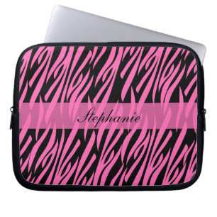 Shock rosa och Svarta Zebra tryck Laptop Fodral