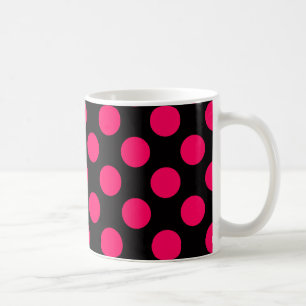 Shock rosa- och svartpolka dotsmönster kaffemugg
