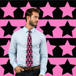 shock rosa och Svartstripe (Star Mönster) Slips