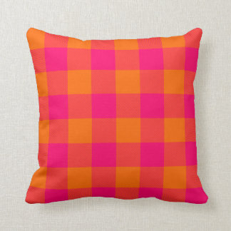Shock rosa och Tangerine Orange Buffalo Play Kudde