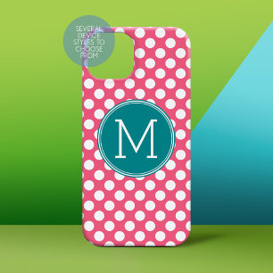 Shock rosa och Teal Polka dots med Anpassningsbar