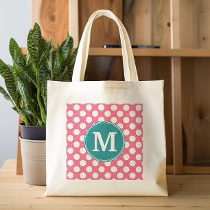 Shock rosa och Teal Polka dots med Anpassningsbar Tygkasse