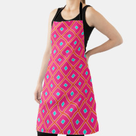 Shock rosa och Teal Tile Mönster Apron