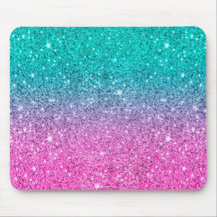 Shock rosa och turkos ombre glitter struktur musmatta