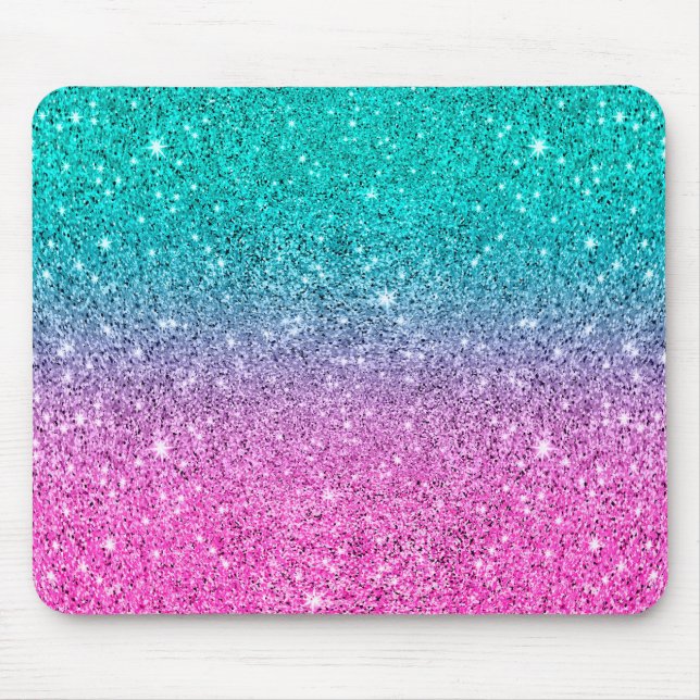 Shock rosa och turkos ombre glitter struktur musmatta (Framsidan)
