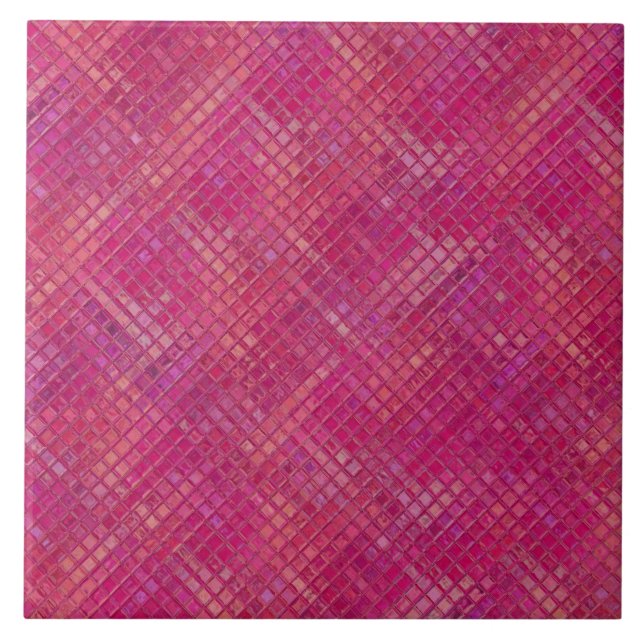 Shock rosa och violett, marmorerad runda 6 x 6 x 6 kakelplatta (Framsidan)
