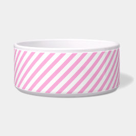 Shock rosa och vit diagonal Rand Pet Bowl
