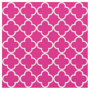 Shock rosa och vit enkel quatrefoil tyg