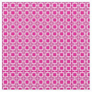 Shock rosa och vit lattice Mönster Tyg