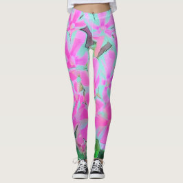 Shock rosa och vit Peppermynt Twist Garden Phlox Leggings