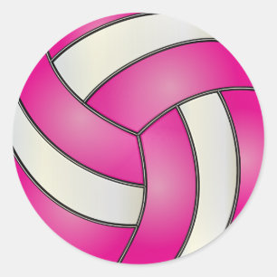 Shock rosa och vit volleyboll runt klistermärke