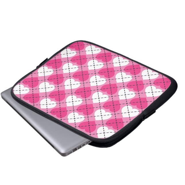 Shock rosa och vita hörn Argyle Laptop Fodral (Framre botten)