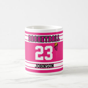 Shock rosa- och vitbasketsport Jersey Kaffemugg