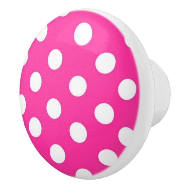 Shock rosa- och vitpolkaen pricker mönster knopp (Höger)