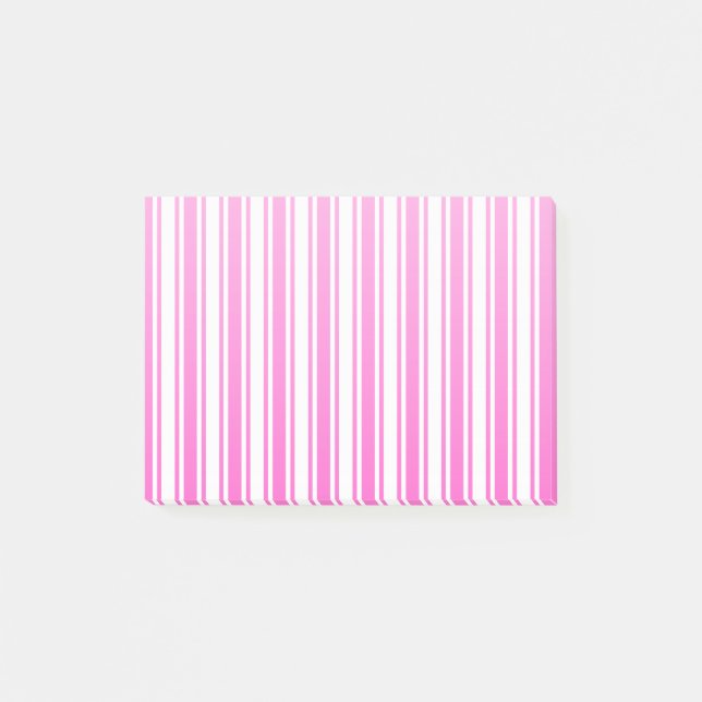 Shock rosa och vitt kandy rand post-it block (Framsida)