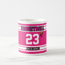 Shock rosa och White Basketball Sport Jersey Kaffemugg