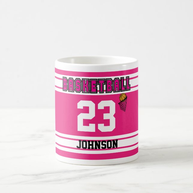 Shock rosa och White Basketball Sport Jersey Kaffemugg (Center)