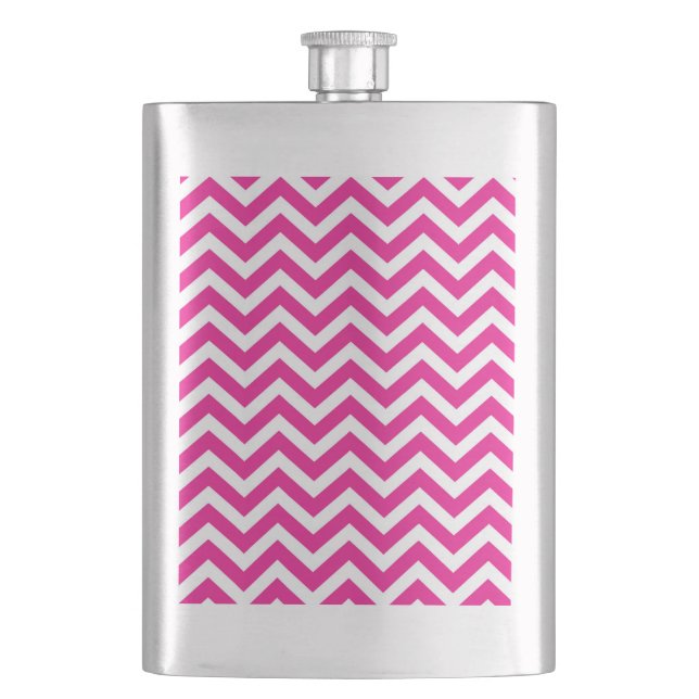 Shock rosa och White Chevron Mönster Fickplunta (Framsidan)